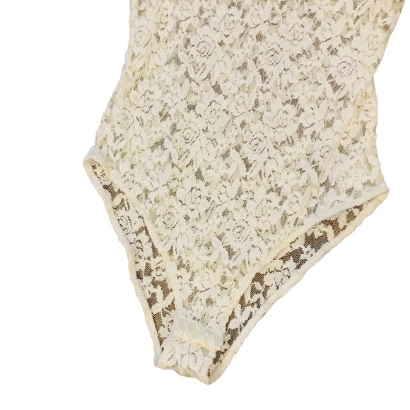 V-NECKLINE LACE BODYSUIT White Small 3286 - Picture 5 of 9